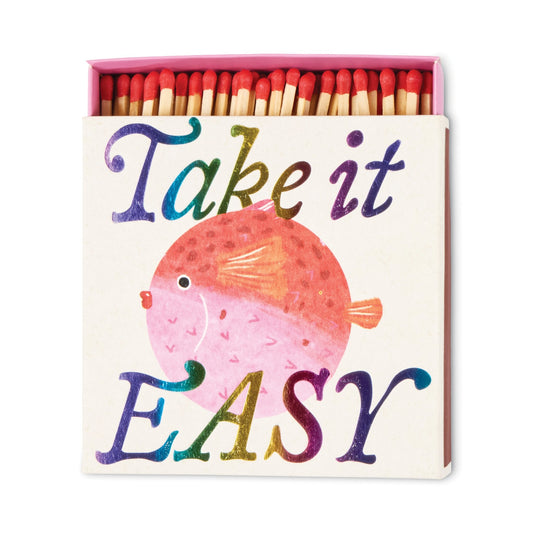 Paddywax Square Boxed Matches (125 pcs) - Take it Easy Puffer Fish