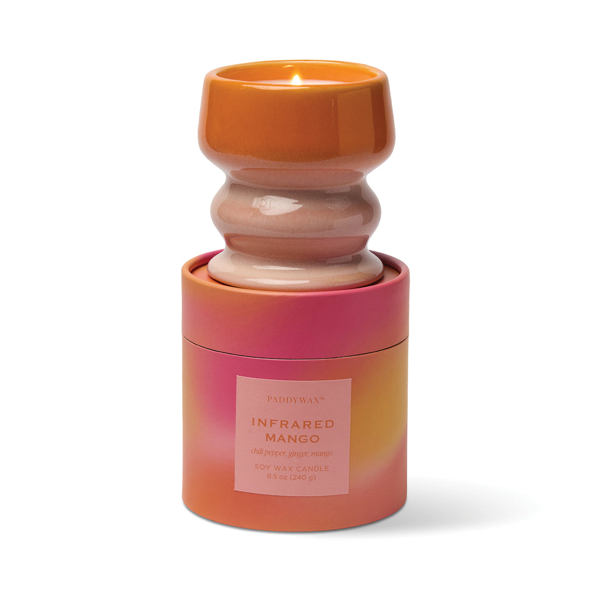 Paddywax Melt 8.5oz/240g Ombre Orange/Pink Ceramic Candle - Infrared Mango