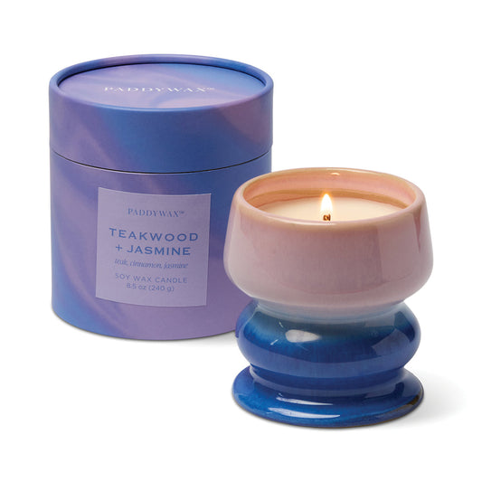 Paddywax Melt 8.5oz/240g Ombre Lilac/Blue Ceramic Candle - Teakwood & Jasmine