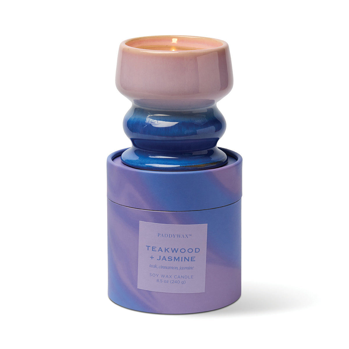 Paddywax Melt 8.5oz/240g Ombre Lilac/Blue Ceramic Candle - Teakwood & Jasmine