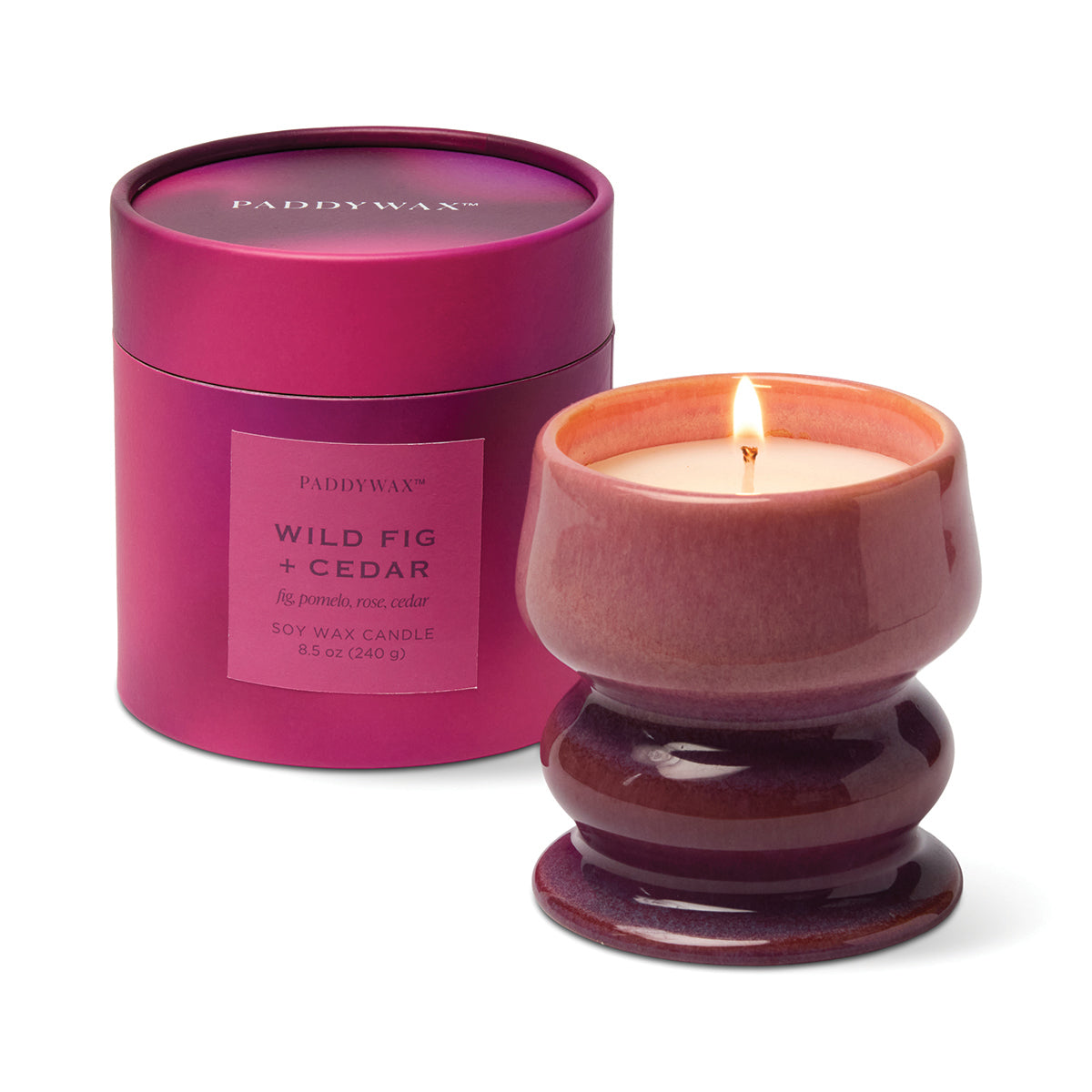 Paddywax Melt 8.5oz/240g Ombre Purple/Pink Ceramic Candle - Wild Fig & Cedar