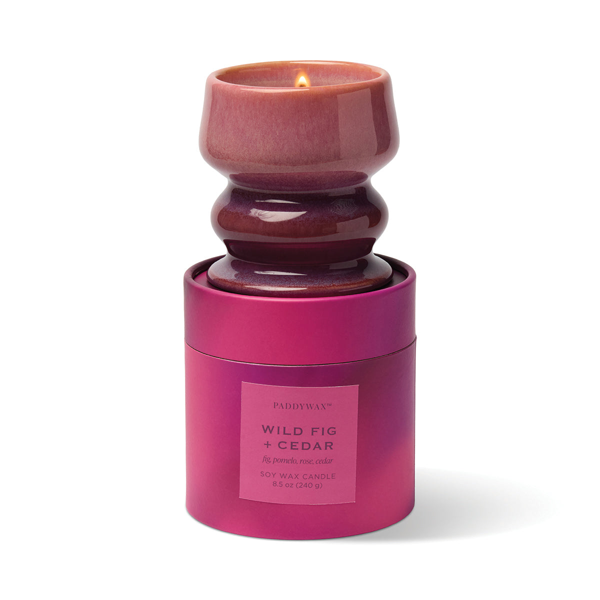 Paddywax Melt 8.5oz/240g Ombre Purple/Pink Ceramic Candle - Wild Fig & Cedar