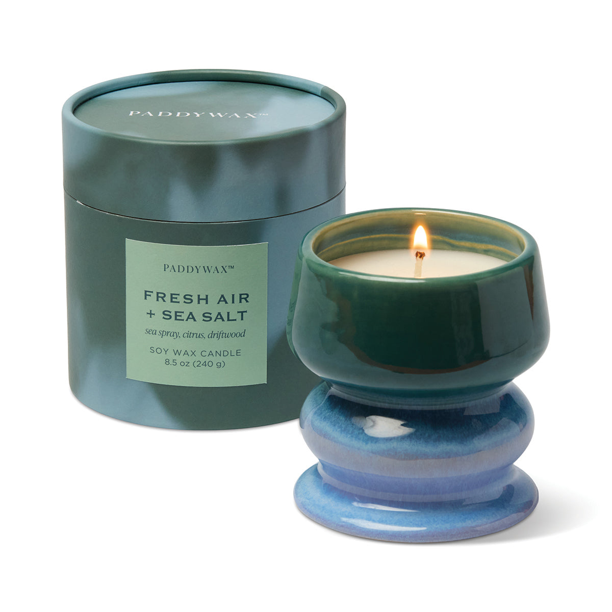Paddywax Melt 8.5oz/240g Ombre Blue/Green Ceramic Candle - Fresh Air & Sea Salt