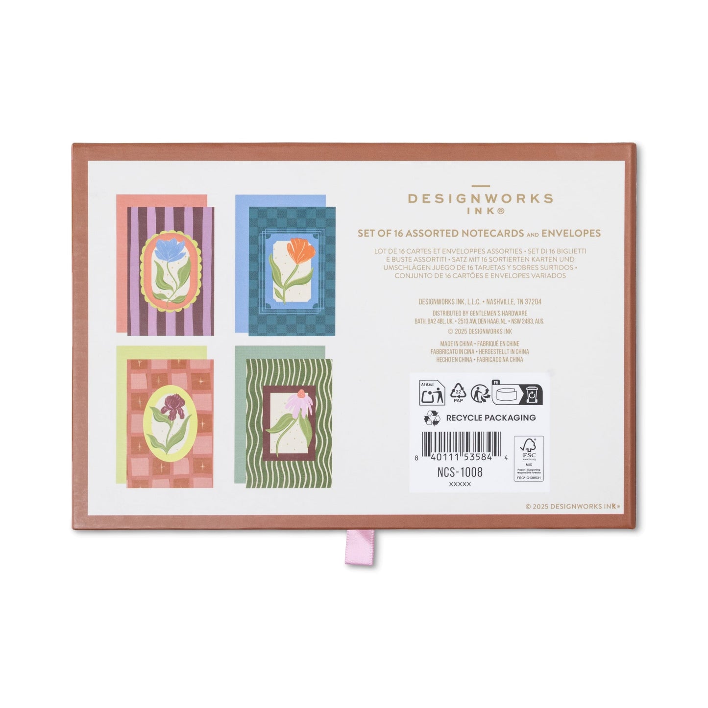 Designworks Ink Framed Floral Notecards - Set of 16 Assorted