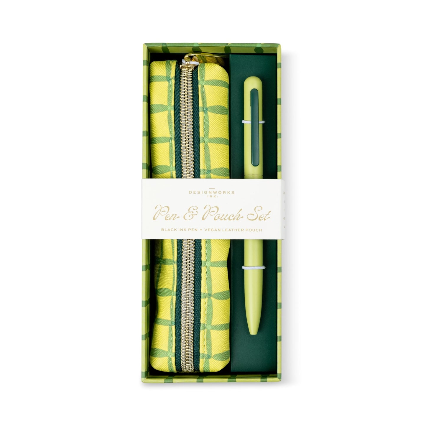 Designworks Ink Pen & Pouch Set - Green Lattice