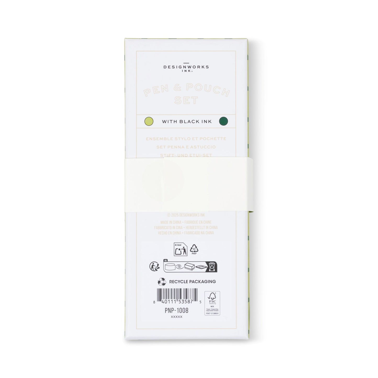 Designworks Ink Pen & Pouch Set - Green Lattice