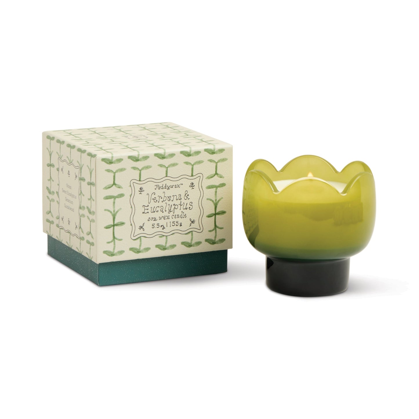Tulip 5.5oz/155g Green and Dark Green Glass Candle - Verbena & Lemongrass
