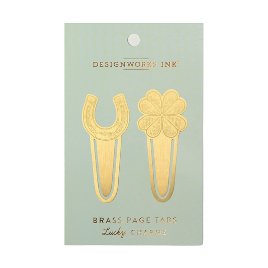 gold coloured lunch charms page tabs on a white background.