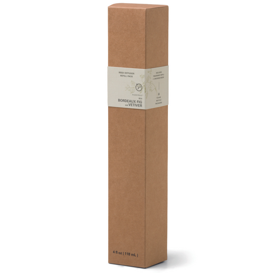 Tall cardboard box with refill pack inside.