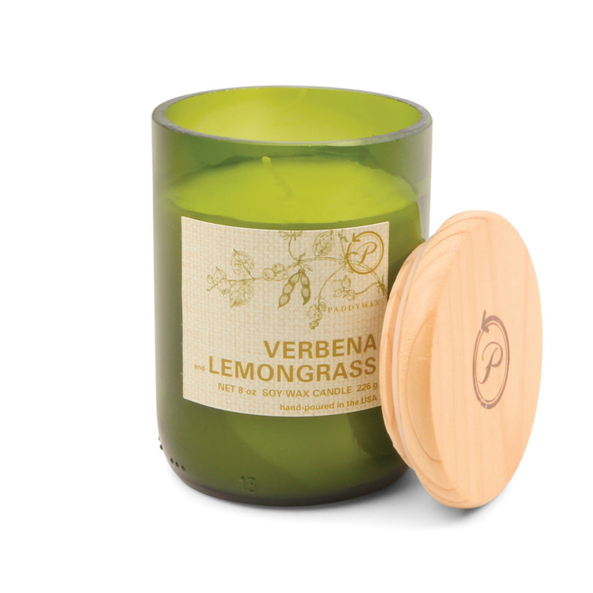 Green Recycled Glass Candle - Verbena + Lemongrass (226g) – Designworks ...