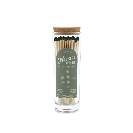 Fireside Tall Safety Matches - Olive Green Tip
