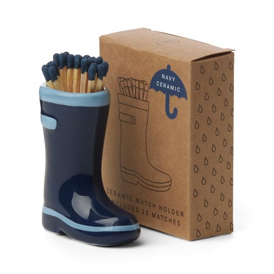 Wellington Boot Matches Holder with 25 Matches Navy Blue