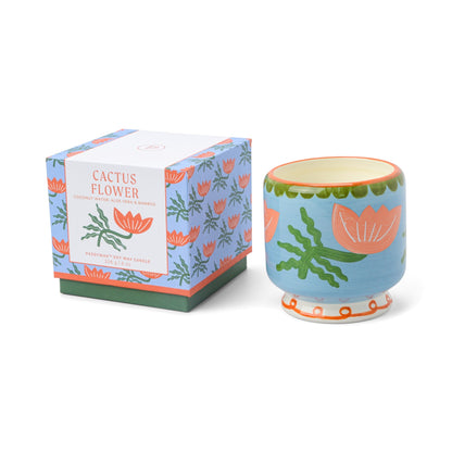 Adopo 8 oz./226g Flower Ceramic Candle - Cactus Flower