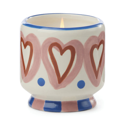 Adopo 8 oz./226g Hearts Ceramic Candle - Rosewood Vanilla