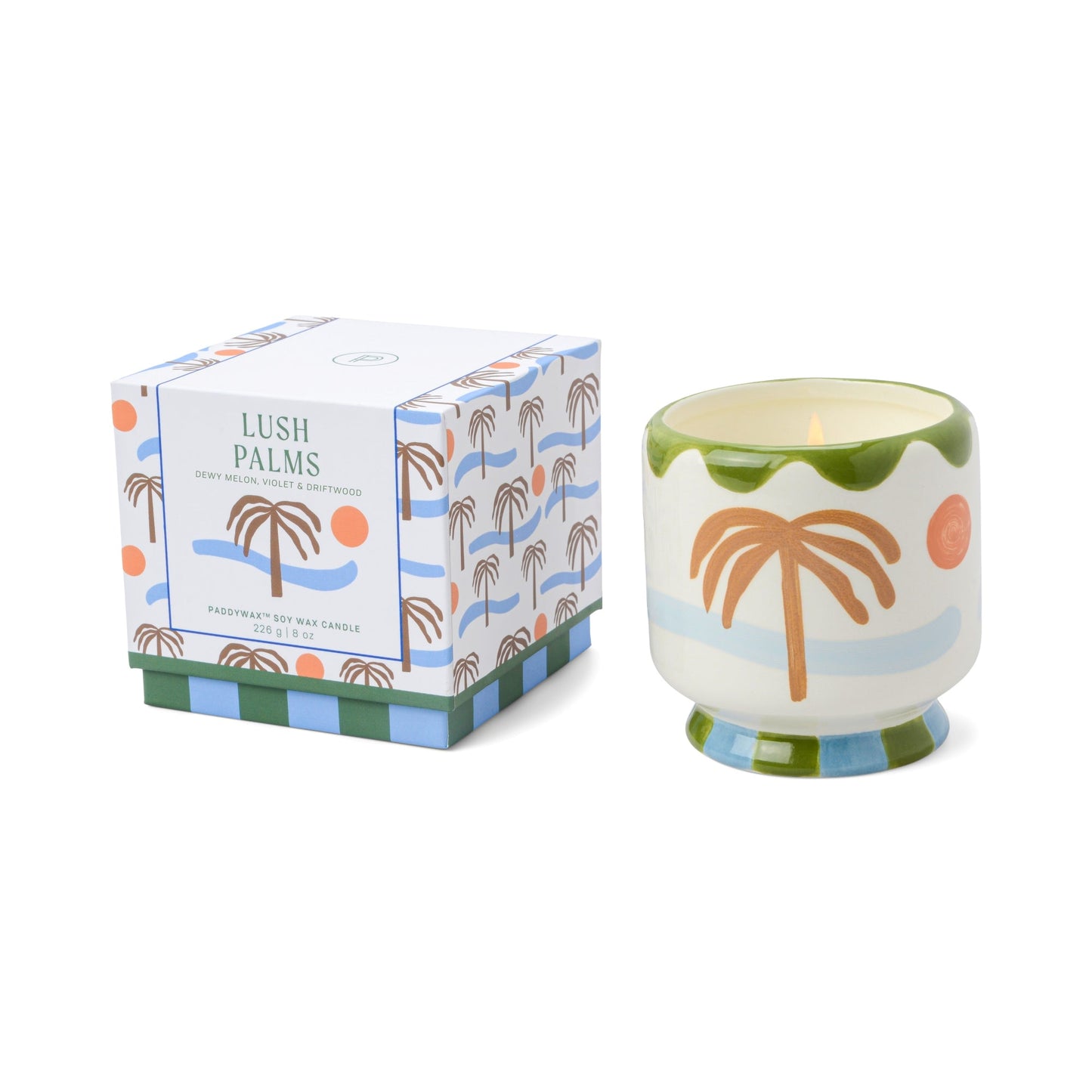 Adopo 8 oz./226g Palm Tree Ceramic Candle - Lush Palms