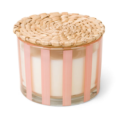 Al Fresco 12oz Peach Striped Glass Candle Pepper & Plum