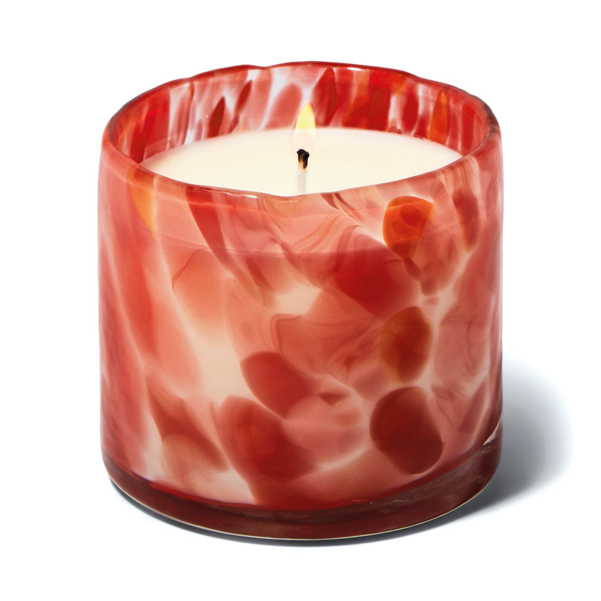 Luxe - Saffron Rose 8oz candle on a white background.