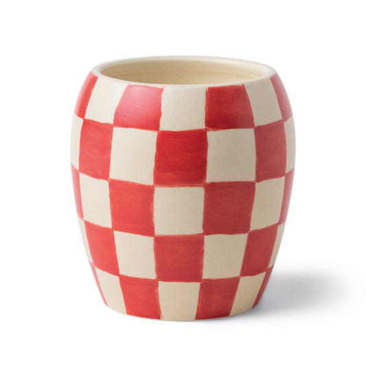 Checkmate 311g Red Checkered Porcelain Vessel With Dustcover - Rose + Santal