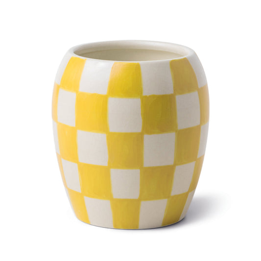 Checkmate 311g Orchre Checkered Porcelain Vessel With Dustcover - Golden Amber