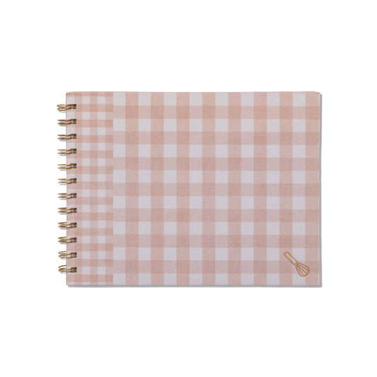Brown and white gingham planner.