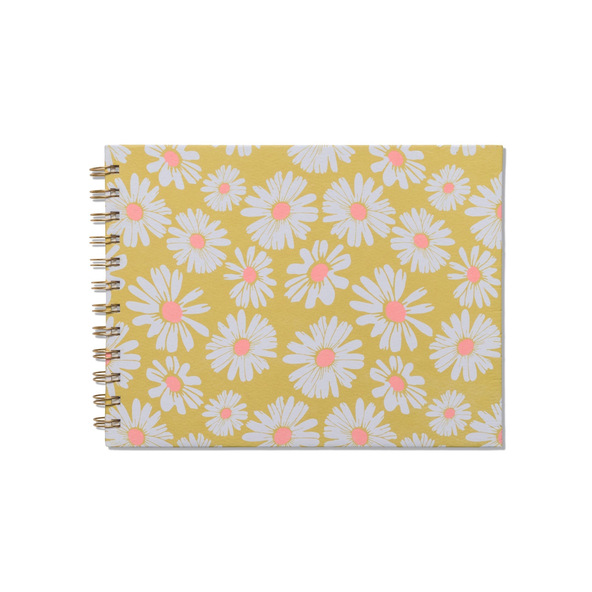 Yellow planner with daises illustrated on exterior.