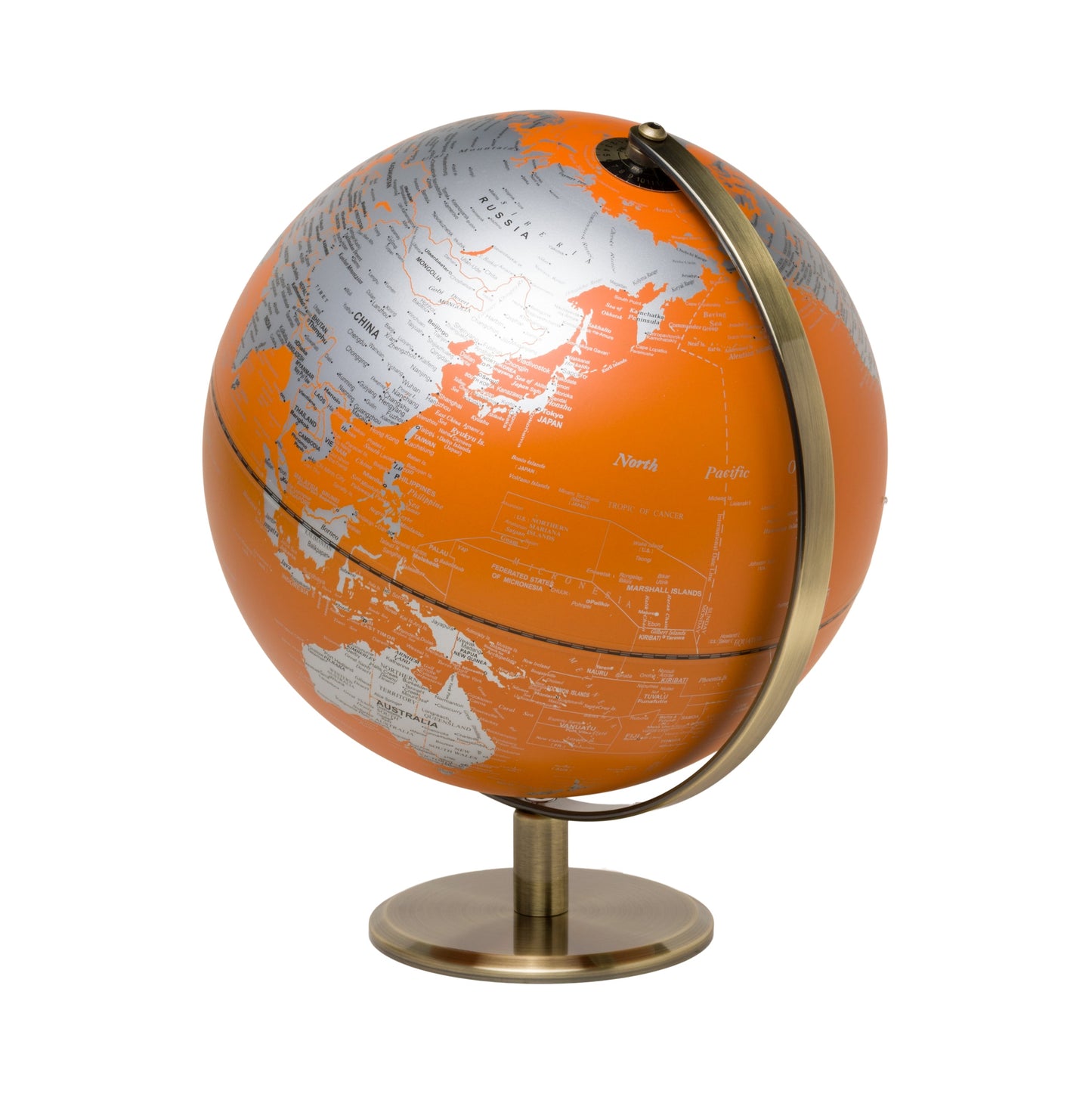 Orange and silver globe.