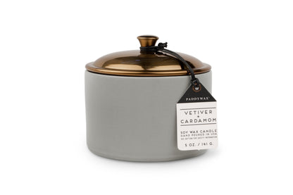 Hygge Ceramic Candle - Grey - Vetiver + Cardamom (141g)