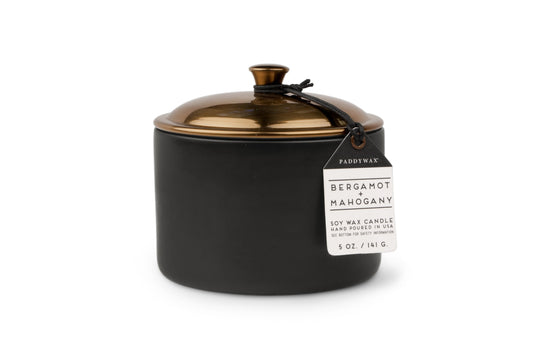 Hygge Ceramic Candle - Black - Bergamot + Mahogony (141g)