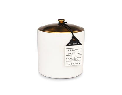 Hygge 3-Wick Ceramic Candle - White - Tobacco + Vanilla (425g)