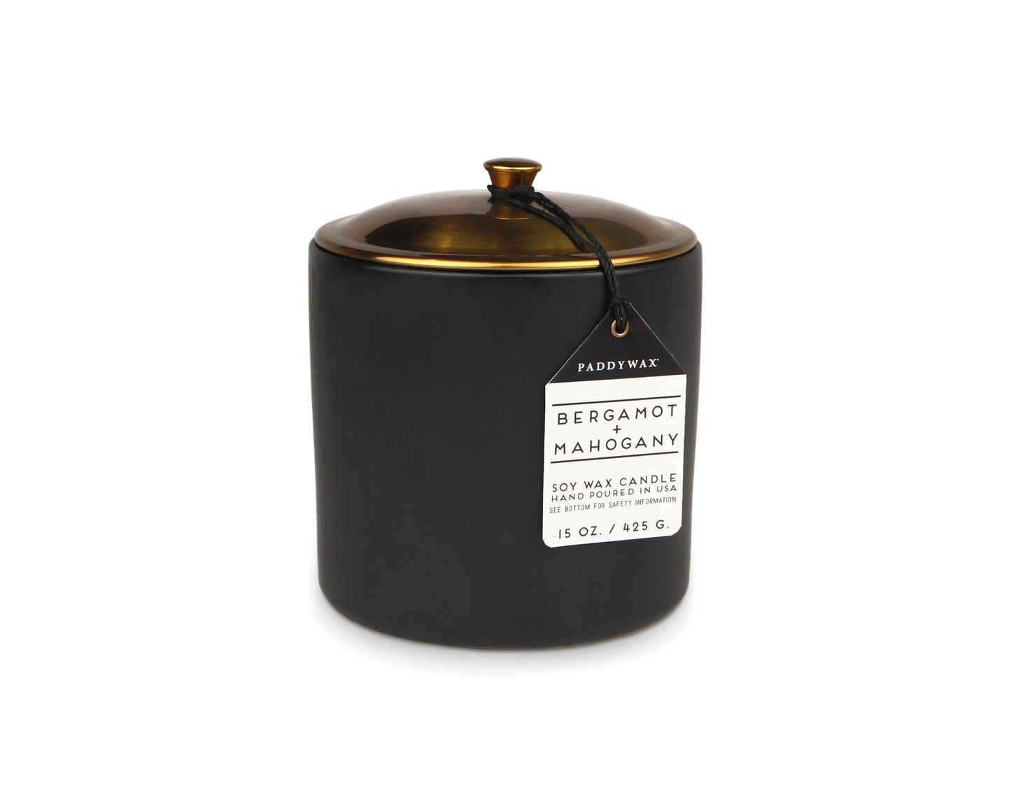 Hygge 3-Wick Ceramic Candle - Black - Bergamot + Mahogony (425g)