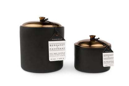 Hygge 3-Wick Ceramic Candle - Black - Bergamot + Mahogony (425g)