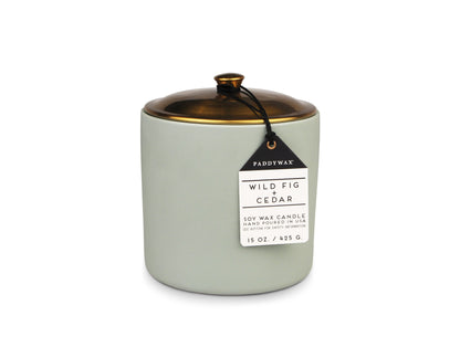 Hygge 3-Wick Ceramic Candle - Sage - Wild Fig + Cedar (425g)