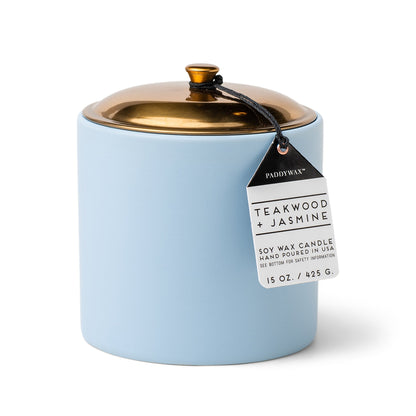 Hygge 3-Wick Ceramic Candle - Icey Blue - Teakwood + Jasmine (425g)