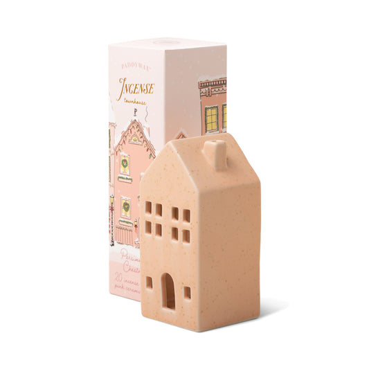 Ceramic Village Incense Holders - Pink Townhouse - Persimmon Chestnut