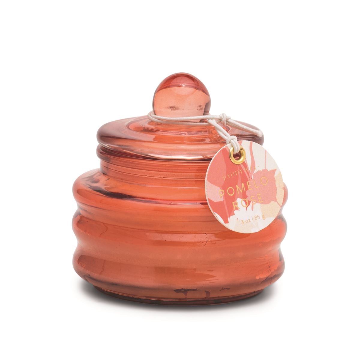BEAM 3 OZ. RED SMALL GLASS VESSEL AND LID POMELO ROSE
