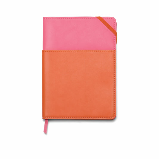 Vegan Leather Pocket Journal - Pink & Chili