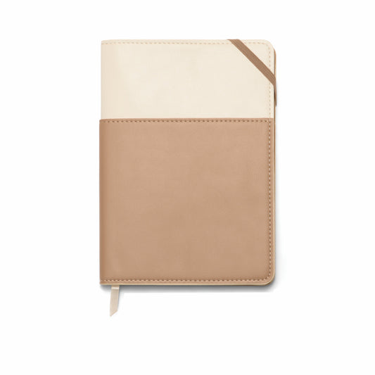 Vegan Leather Pocket Journal - Ivory & Taupe