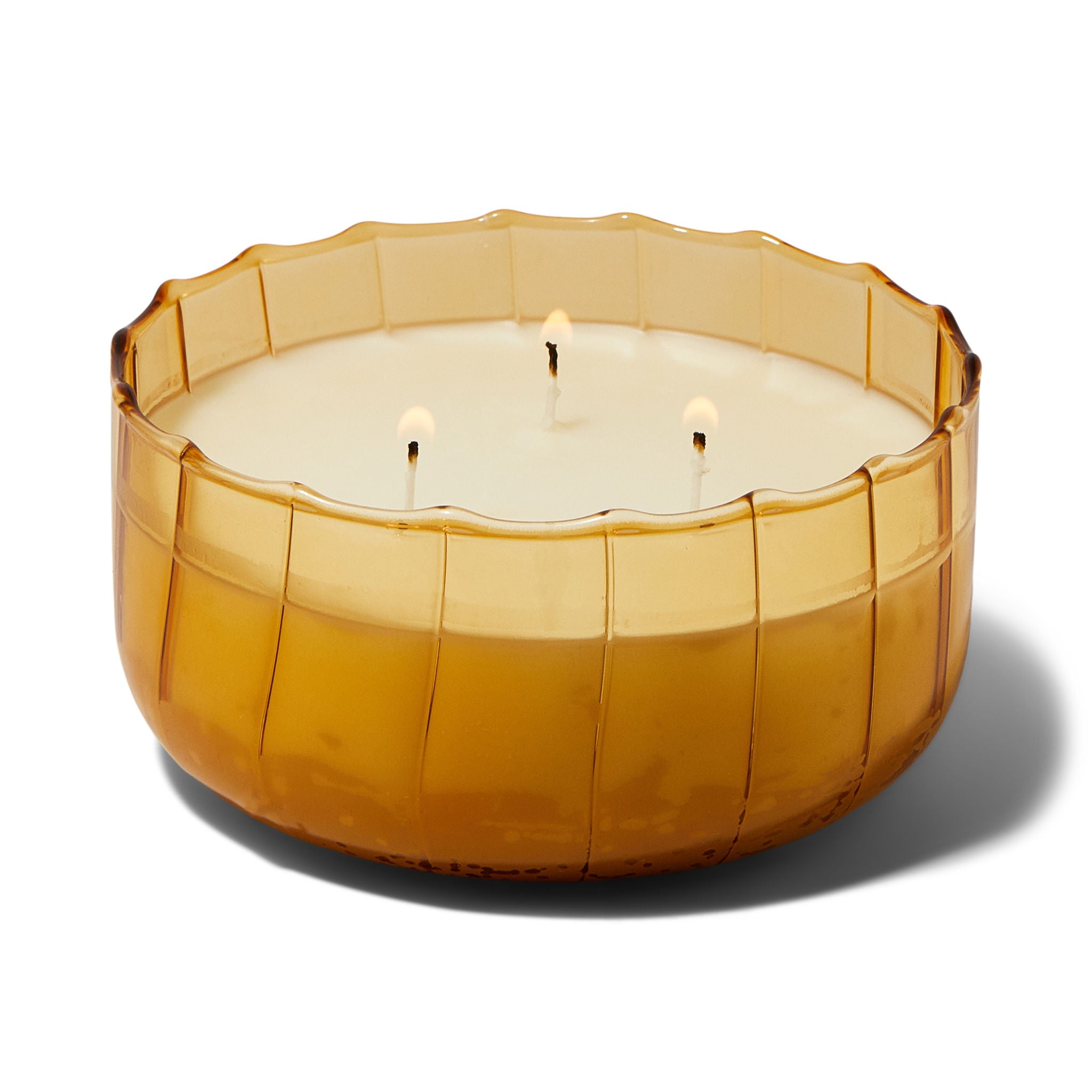 Candle Ripple Effect Ripple Borosilicate Glass Candle (340g) - Golden Ember – Designworks ...