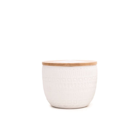 Sonora 10oz White Etched Concrete Candle Cotton & Teak